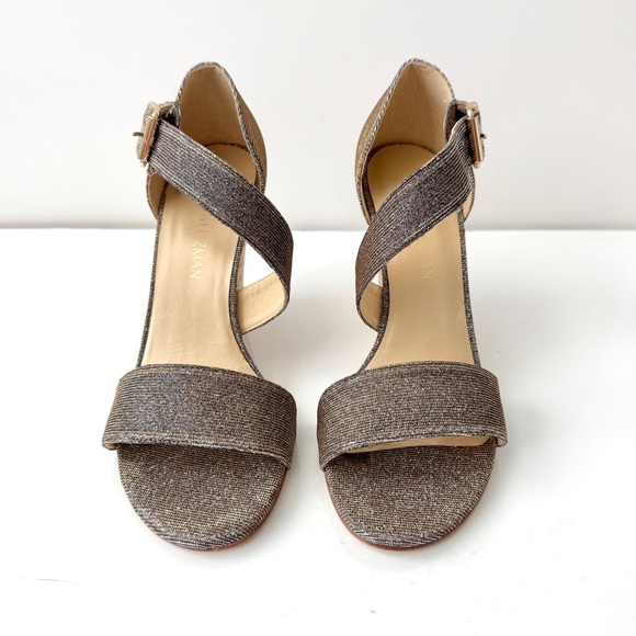 Stuart Weitzman Lineone Pyrite Nocturn Cork Wedge Ankle Strap Sandals Size 8 M - Picture 2 of 11
